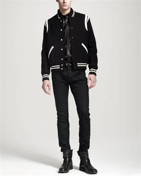 varsity jacket ysl|saint laurent letterman jacket.